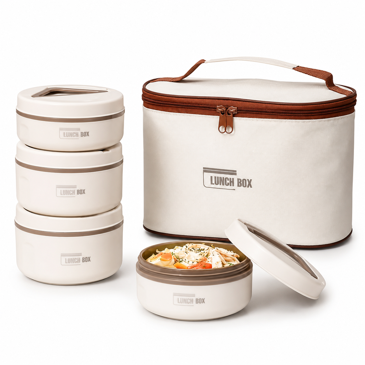 Bolsa Térmica Isolada com 4 Lancheiras Térmicas | Aço inoxidável