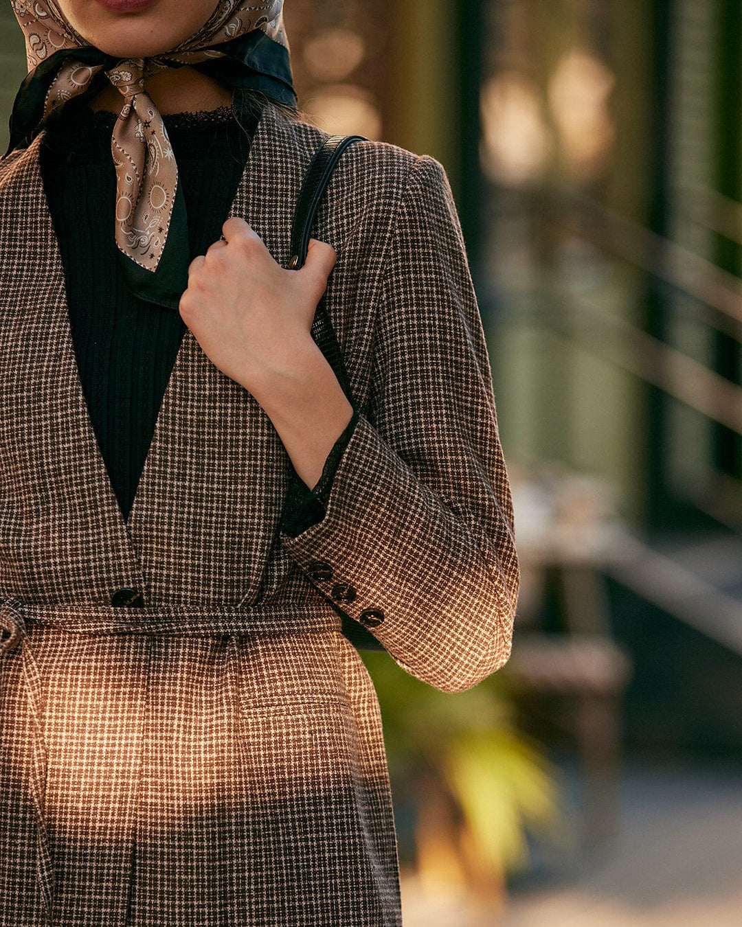 The Artemis V Neck Plaid Single Button Blazer