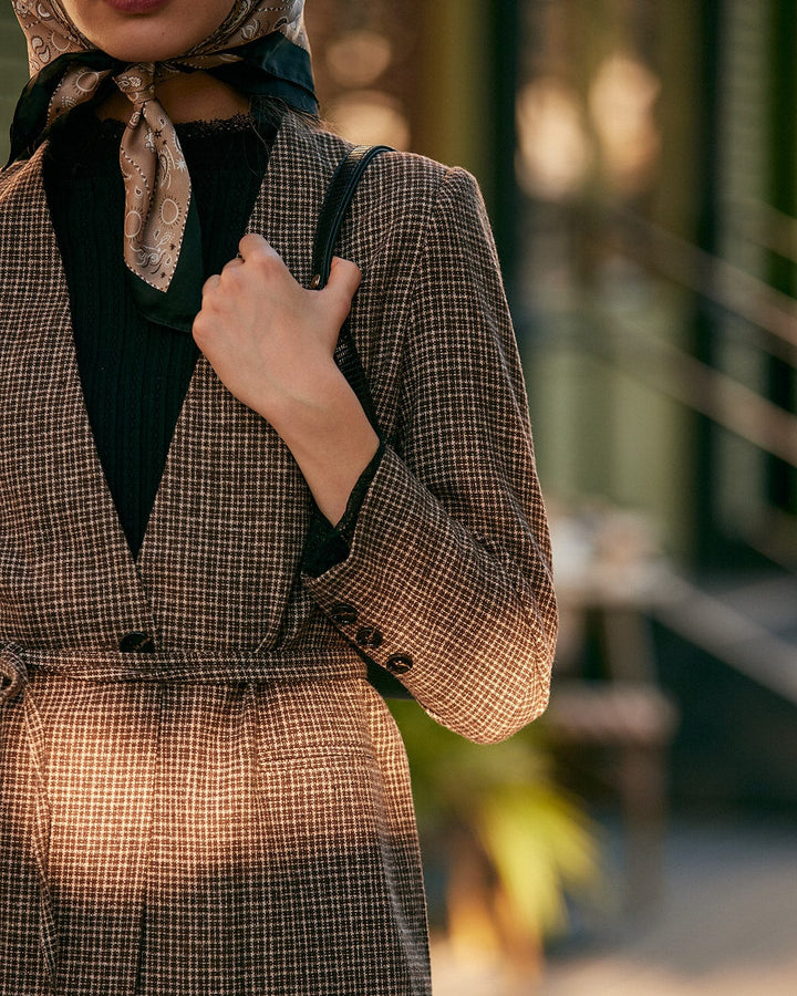 The Artemis V Neck Plaid Single Button Blazer