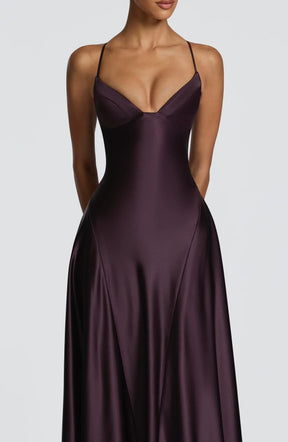 Vestido Longo de Cetim Alças Finas Élodie