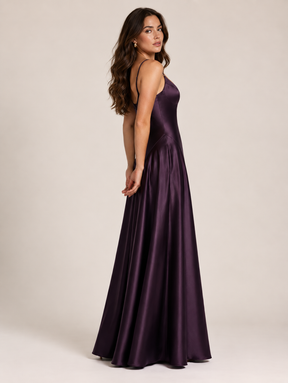 Vestido Longo de Cetim Alças Finas Élodie