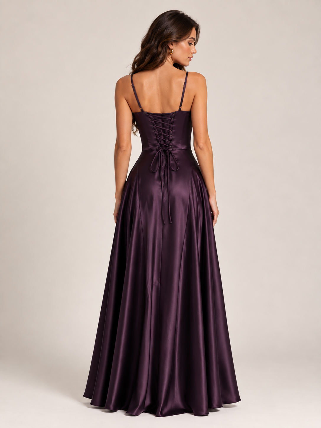 Vestido Longo de Cetim Alças Finas Élodie