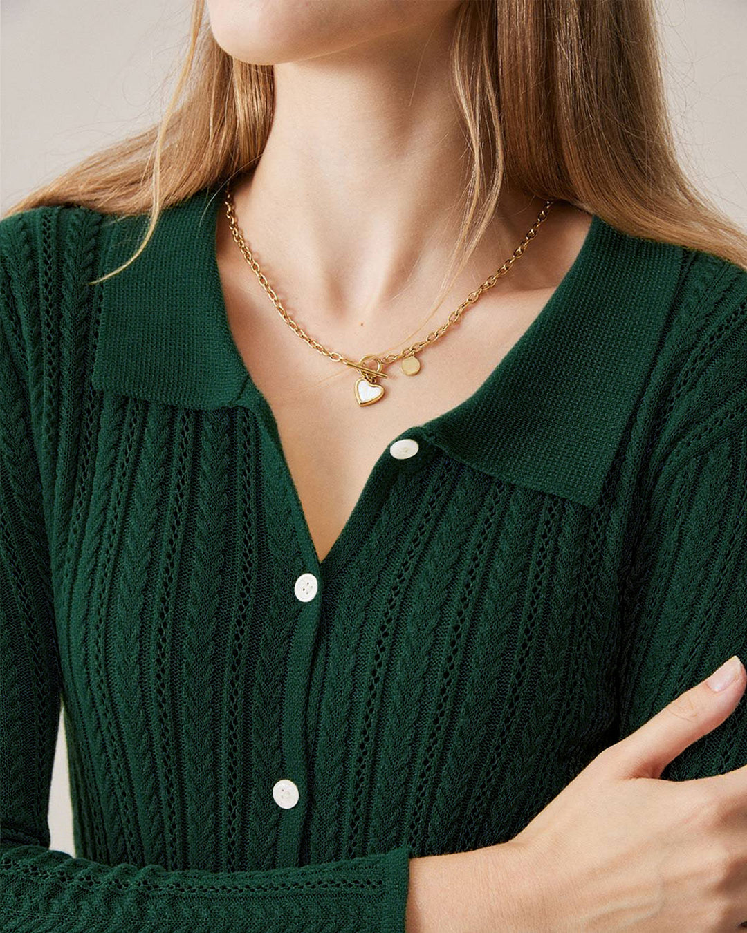 Green Ribbed Knit Slim Cardigan