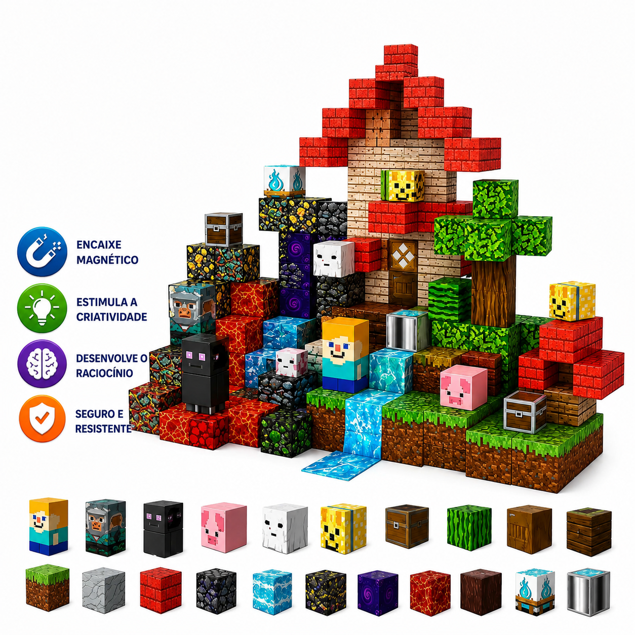 Blocos Magnéticos de Construção – Castelo Criativo | 150 Peças