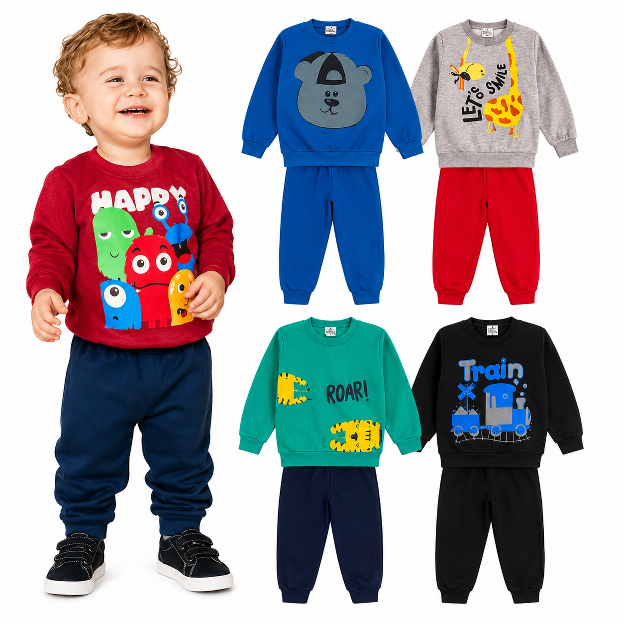 Kit 6 Peças Moletom Infantil - Conjunto Masculino
