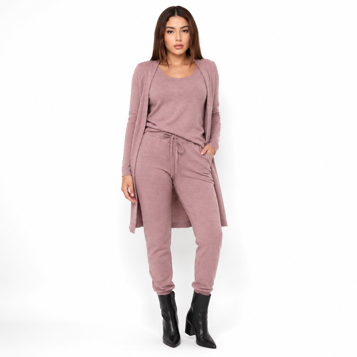 CONJUNTO FEMININO - 3 PEÇAS REGATA CARDIGAN E CALÇA - LANZINHA