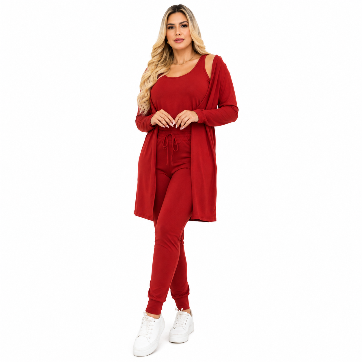 CONJUNTO FEMININO - 3 PEÇAS REGATA CARDIGAN E CALÇA - LANZINHA