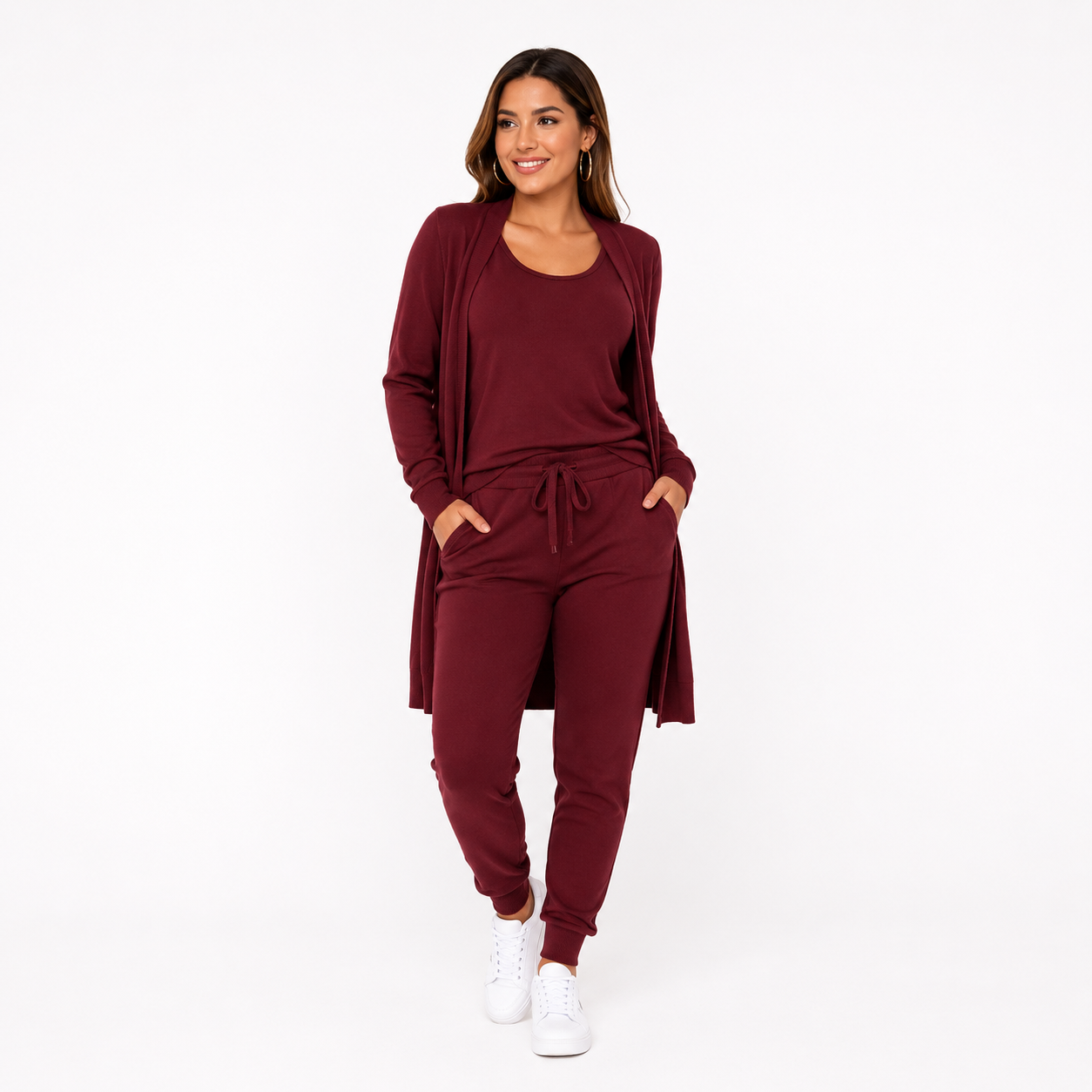 CONJUNTO FEMININO - 3 PEÇAS REGATA CARDIGAN E CALÇA - LANZINHA