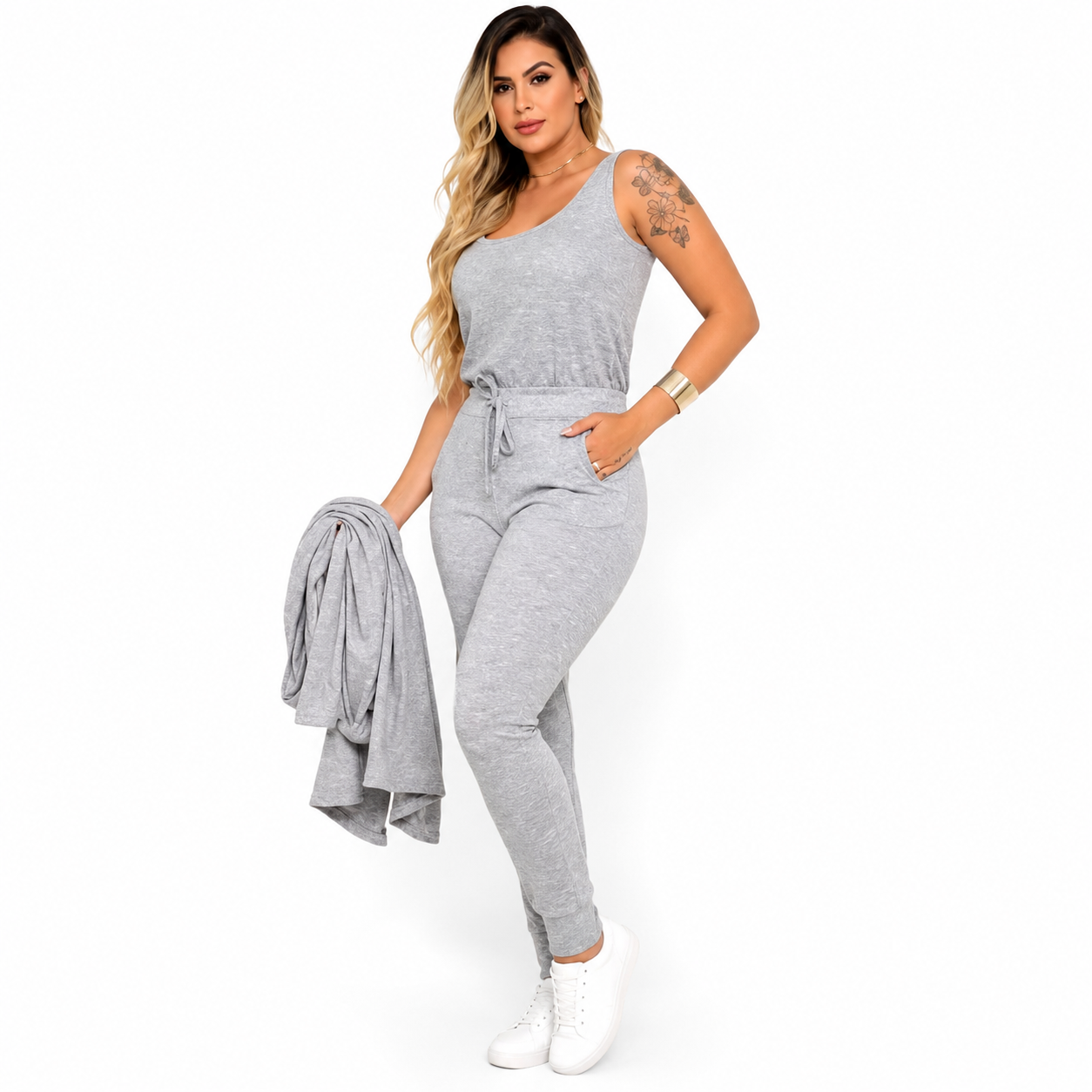 CONJUNTO FEMININO - 3 PEÇAS REGATA CARDIGAN E CALÇA - LANZINHA
