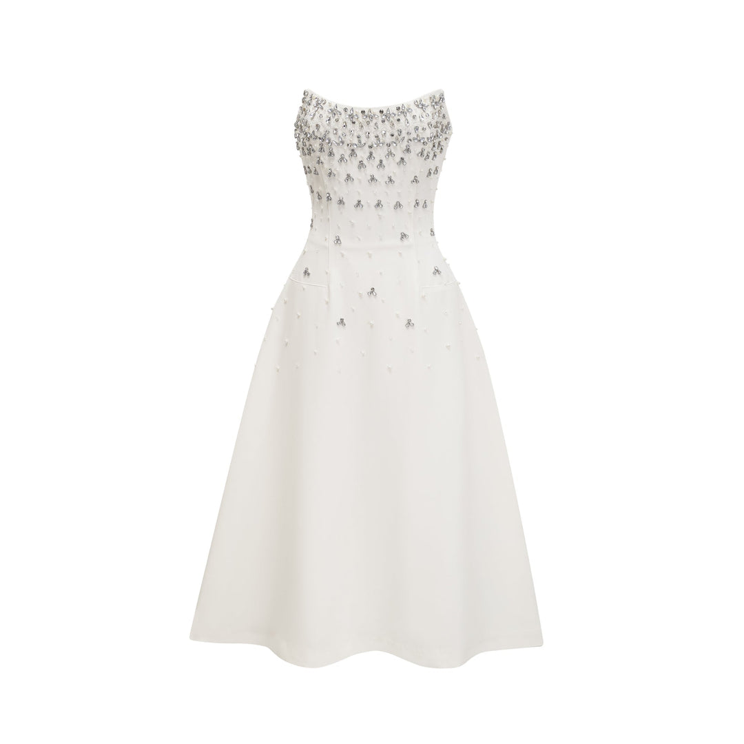 Avellia Bianca Embellished Midi Dress