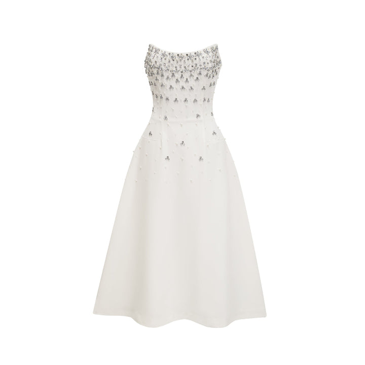 Avellia Bianca Embellished Midi Dress