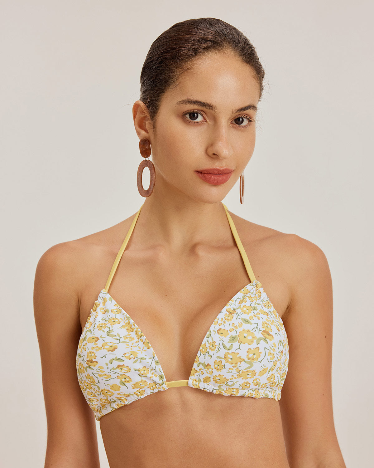 Yellow Floral Triangle Bikini Set