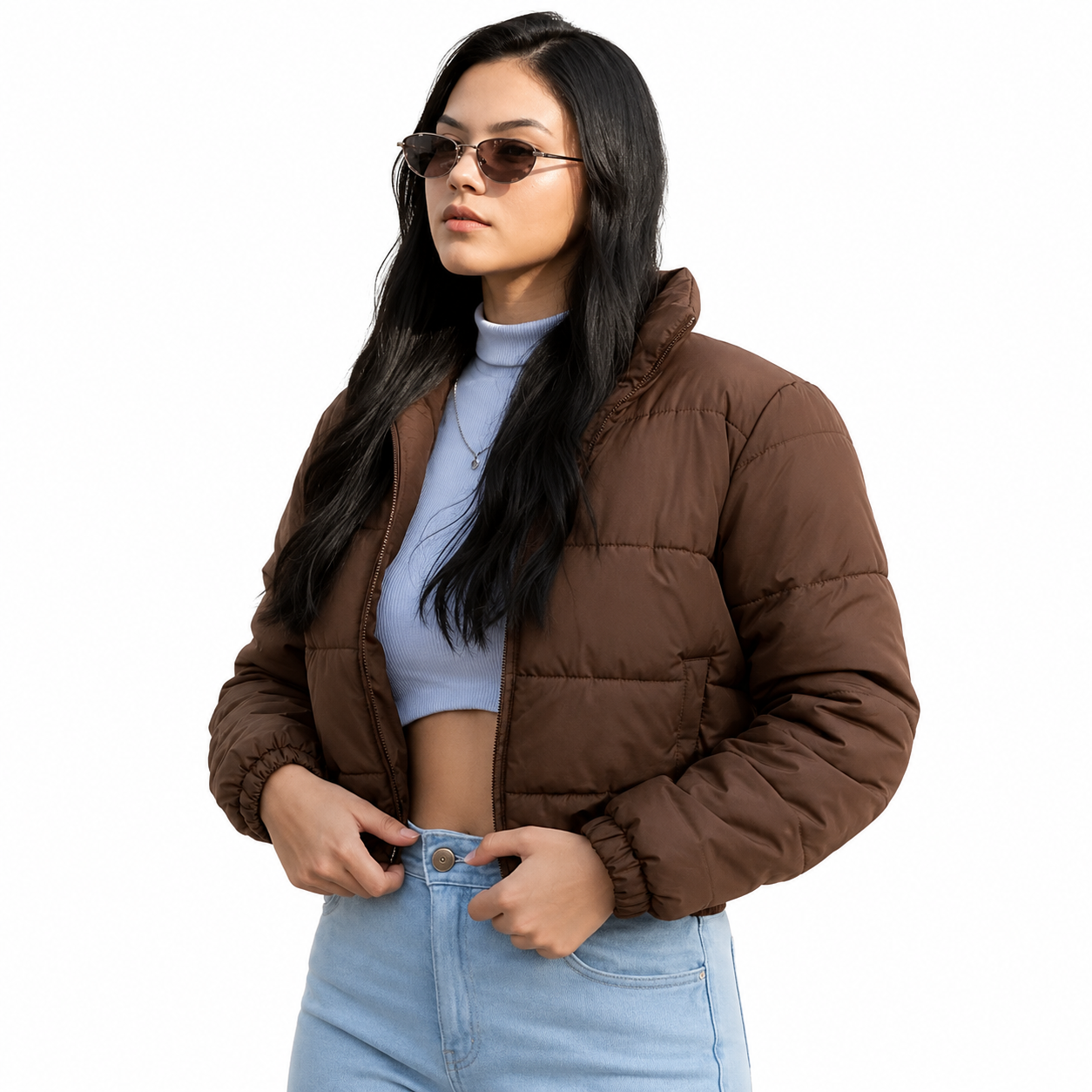 Jaqueta Cropped Puffer Feminina