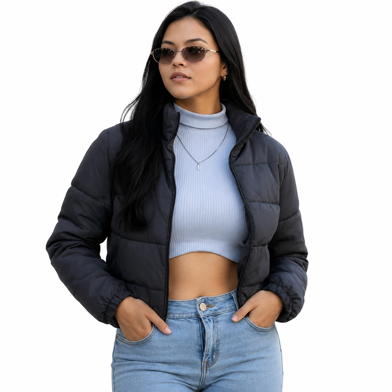 Jaqueta Cropped Puffer Feminina