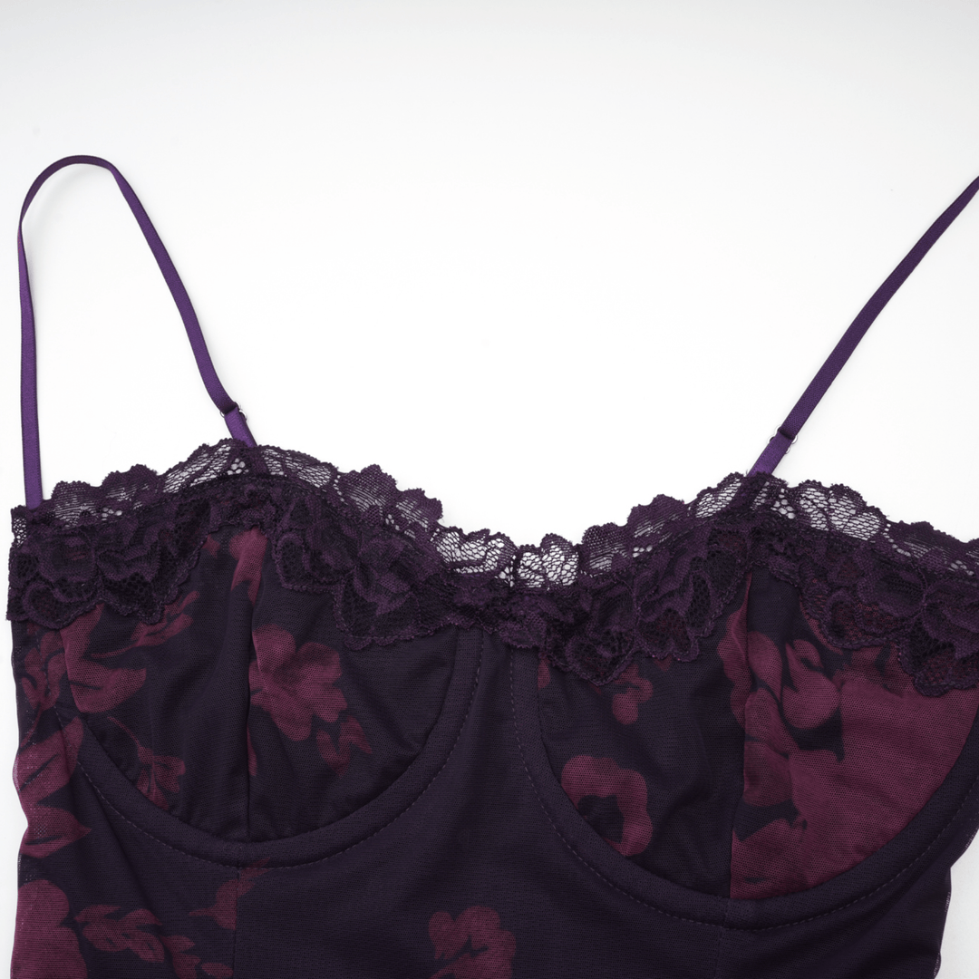 Avellia Violet Bloom Floral Midi Dress