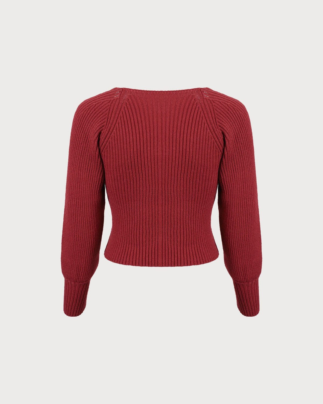 The Red Scoop Neck Lantern Sleeve Sweater