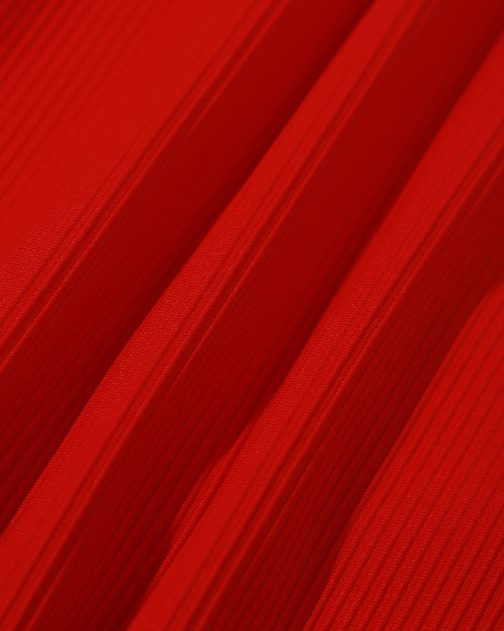 Red Ribbed Cross Back One Piece Swimwear