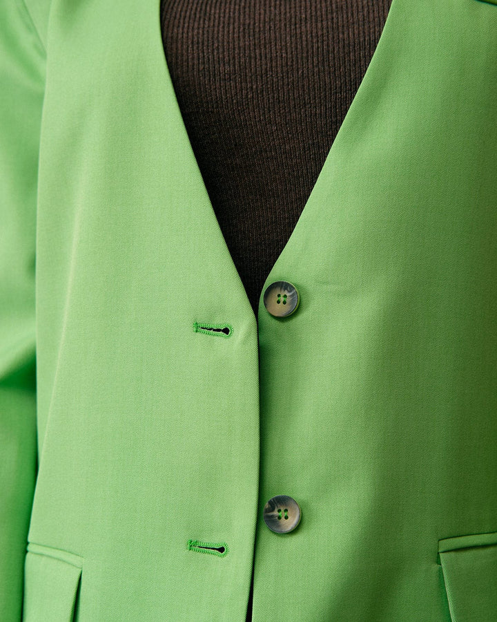 The Willow Solid V Neck Button-up Blazer