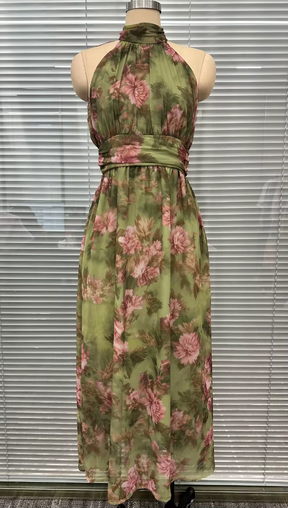 Vestido Midi Gola Halter Margaux
