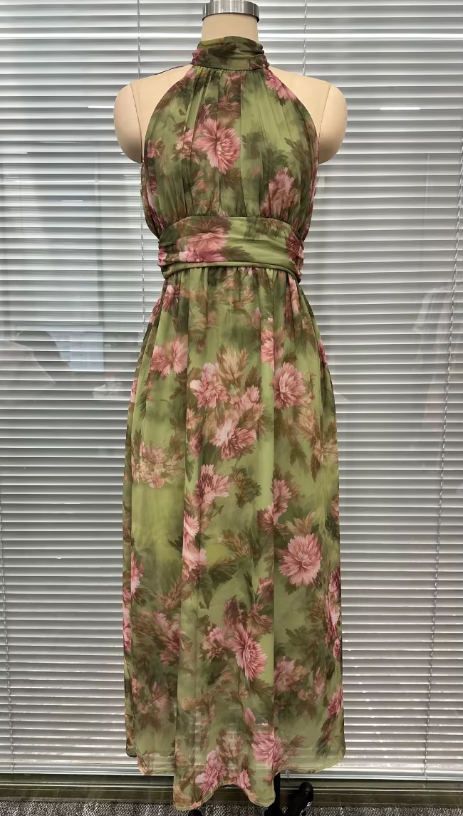 Vestido Midi Gola Halter Margaux