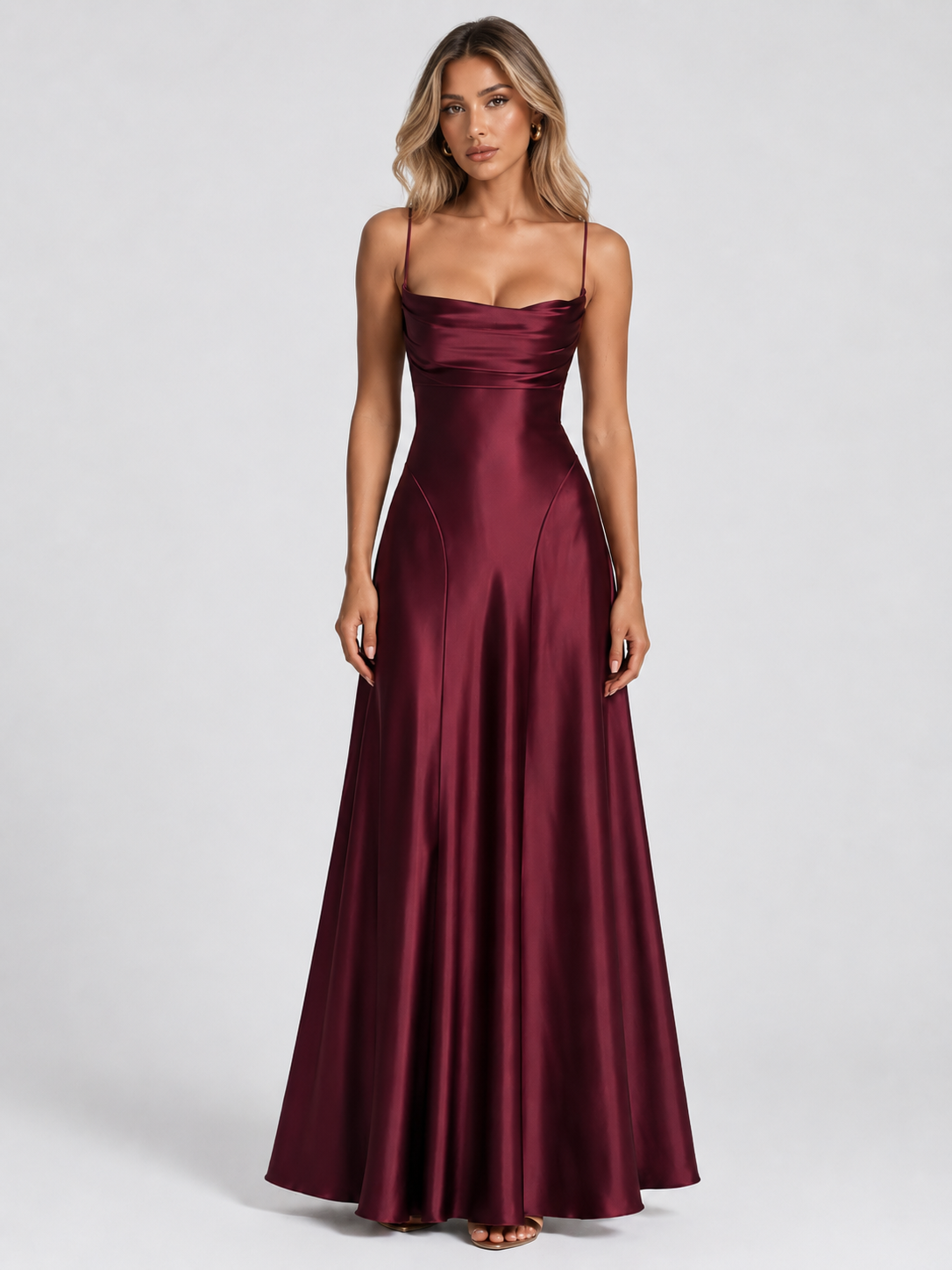 Vestido Longo de Cetim Madeleine