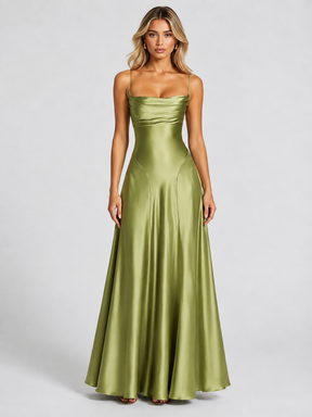 Vestido Longo de Cetim Madeleine