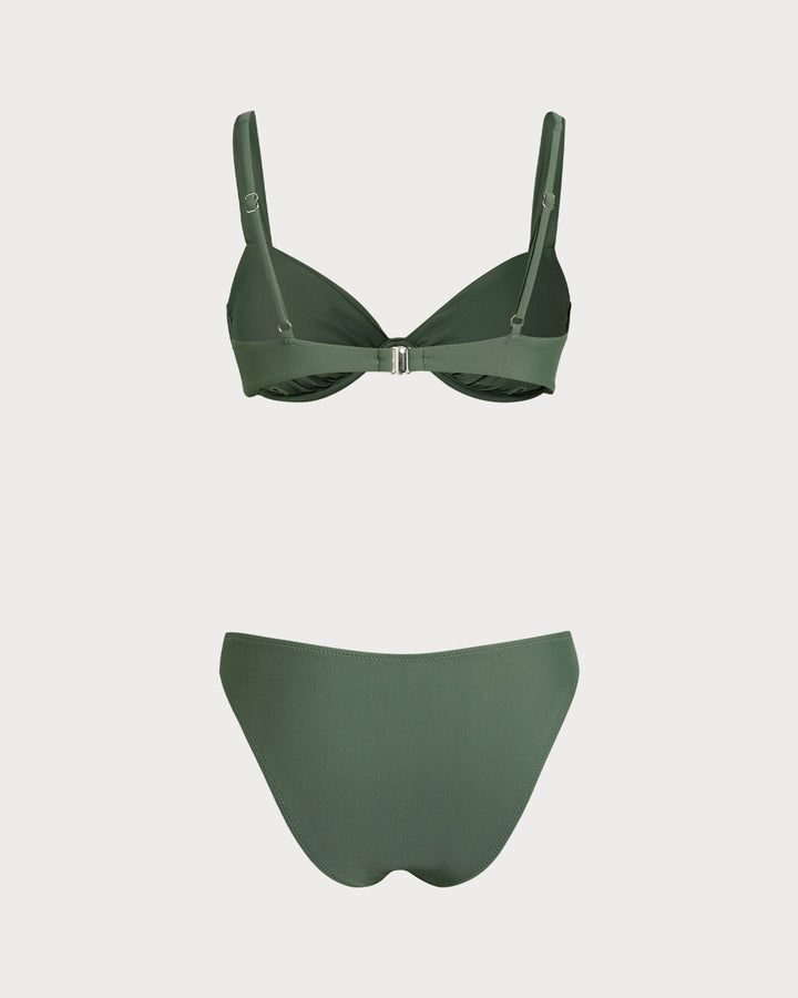 Army Green Underwire Bikini Sets