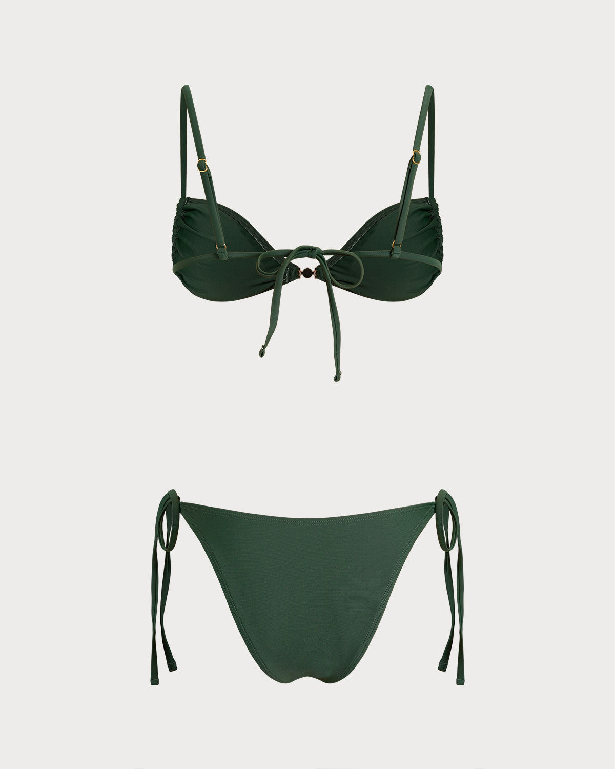 Green Triangle Drawstring Bikini Sets