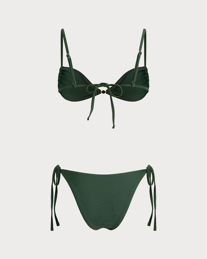 Green Triangle Drawstring Bikini Sets