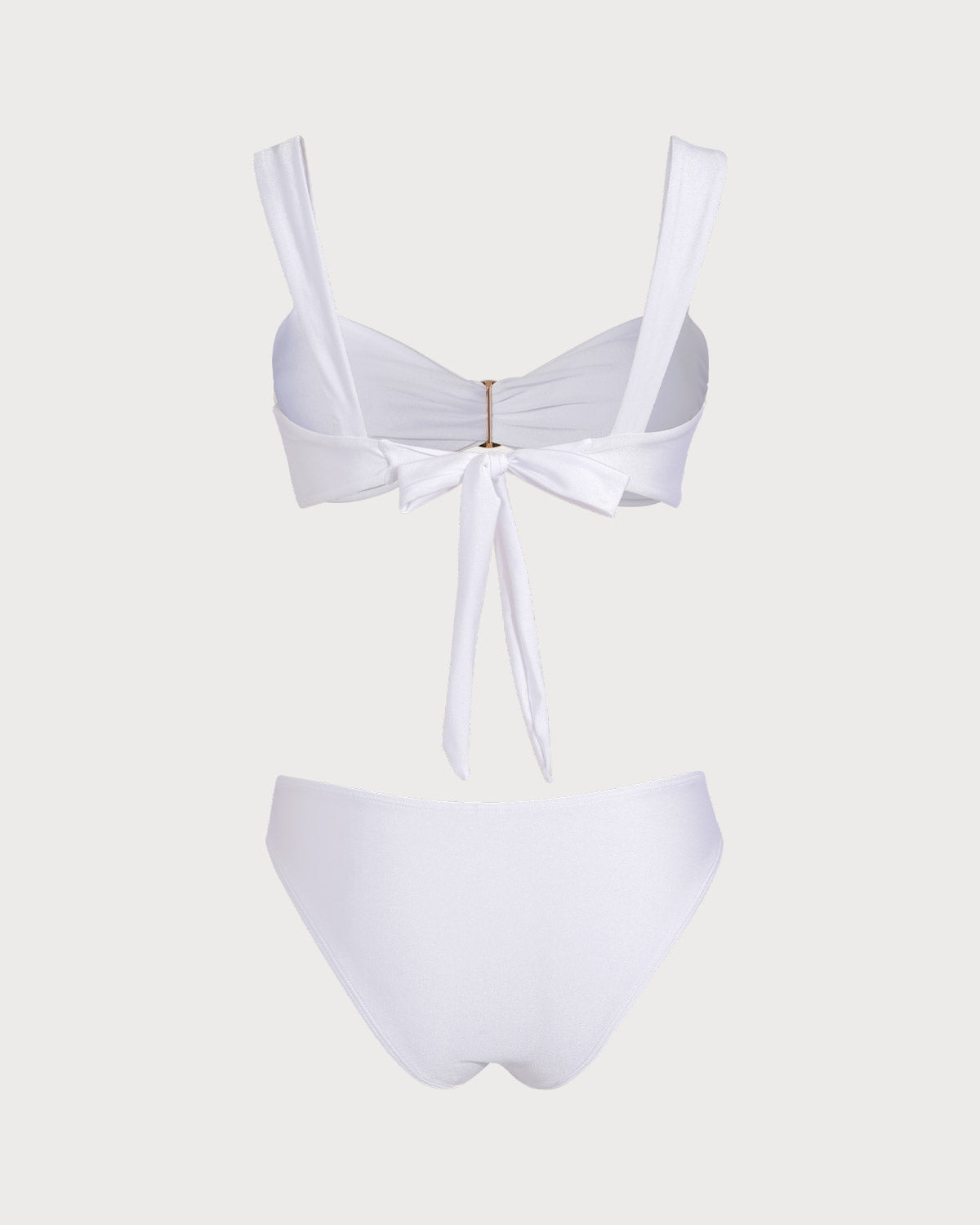 White Sweetheart Neck Drawstring Bikini Sets