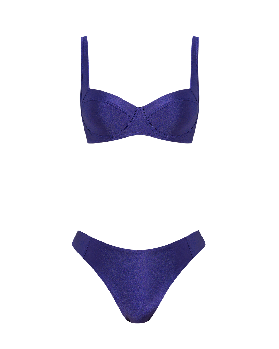 Navy Sweetheart Neck Underwire Bikini Sets