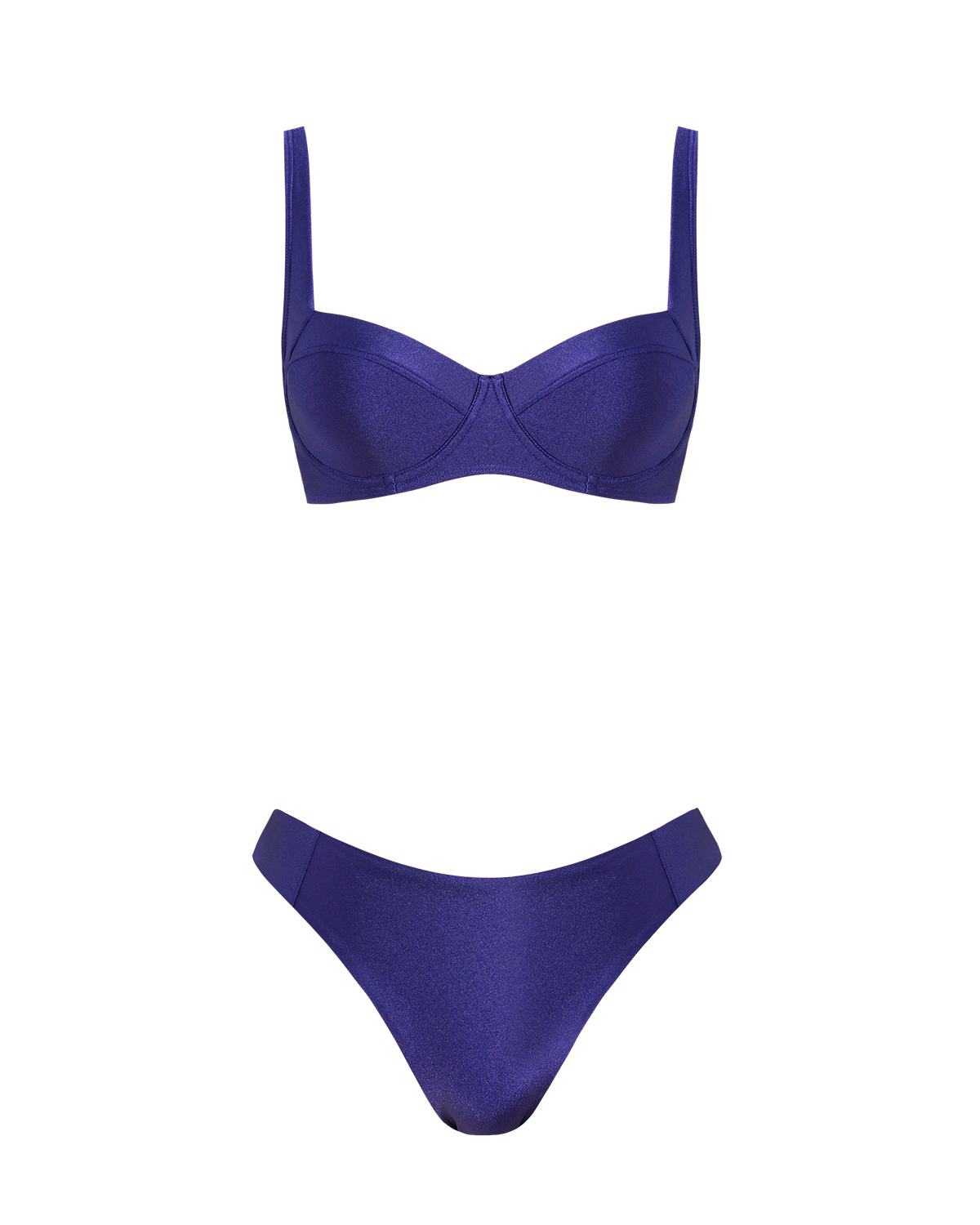 Navy Sweetheart Neck Underwire Bikini Sets
