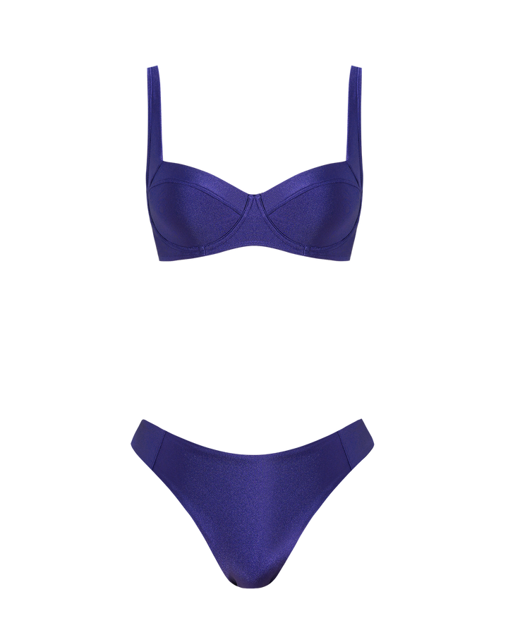 Navy Sweetheart Neck Underwire Bikini Sets