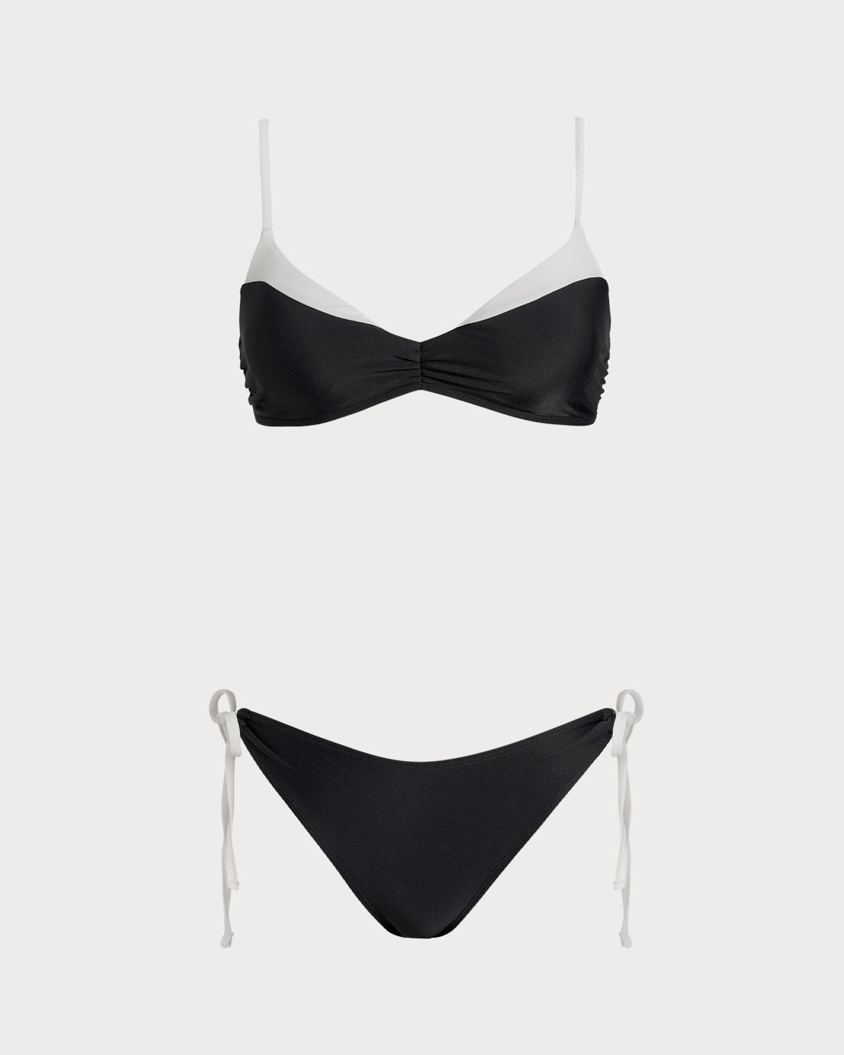 Black Contrasting Bralette Bikini Sets