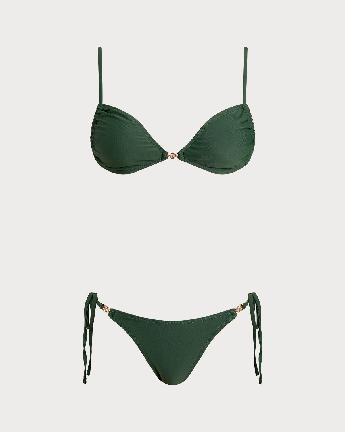 Green Triangle Drawstring Bikini Sets