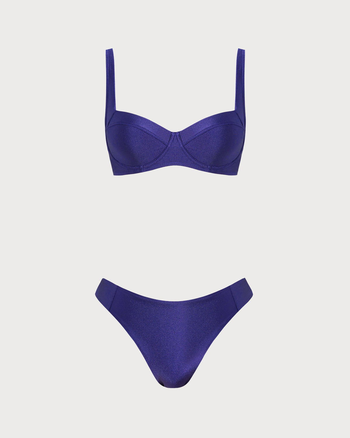 Navy Sweetheart Neck Underwire Bikini Sets