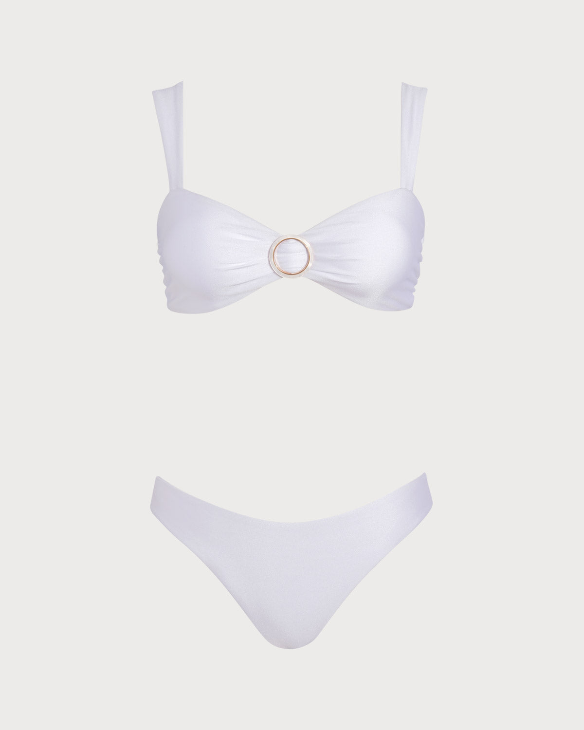White Sweetheart Neck Drawstring Bikini Sets
