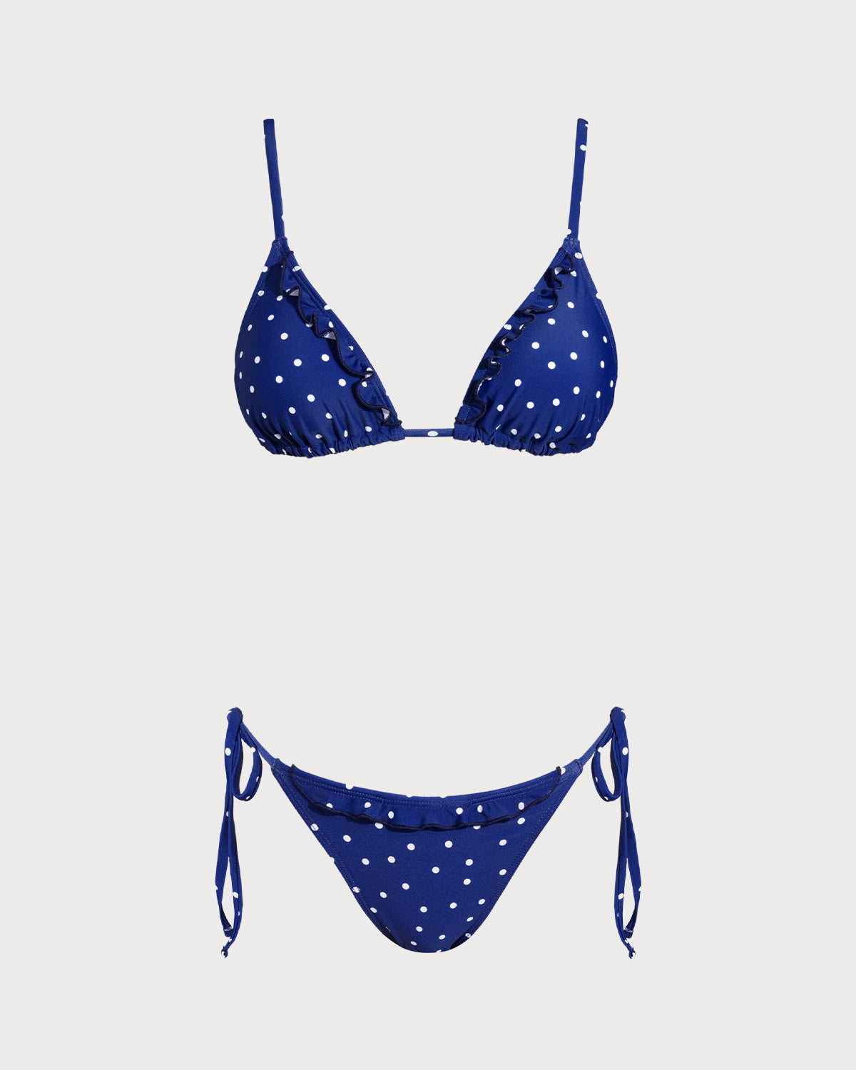 Blue Polka Dots Bralette Bikini Sets