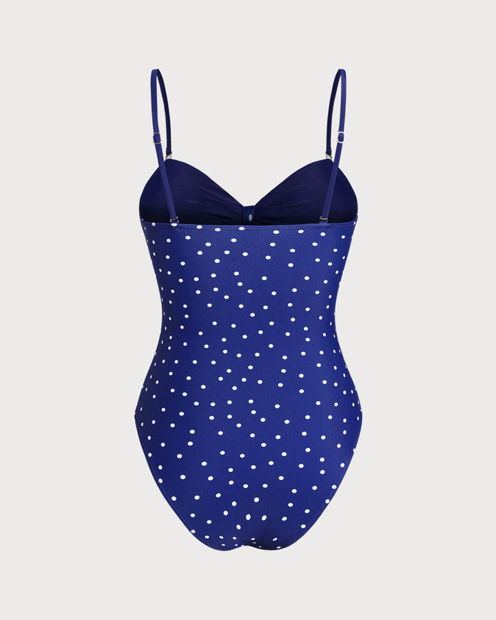 Blue Polka Dot One Piece Swimwear