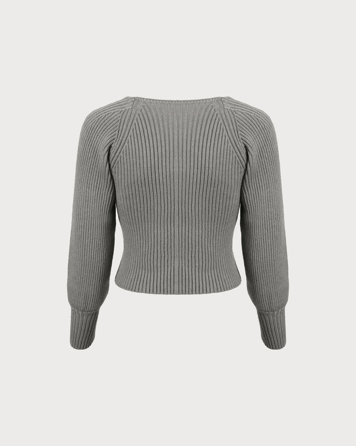 Grey U Neck Sweater
