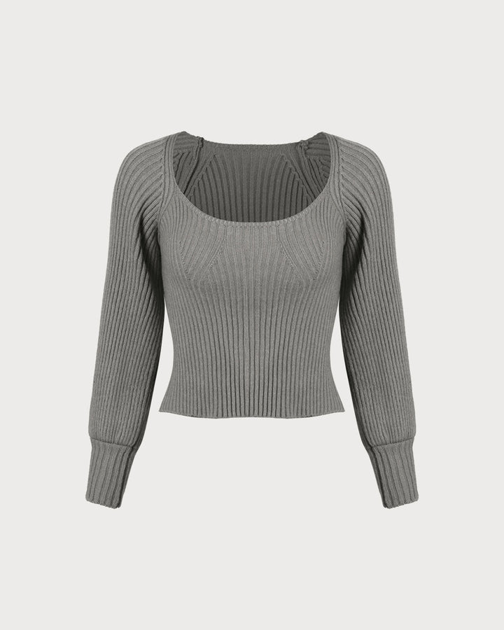 Grey U Neck Sweater