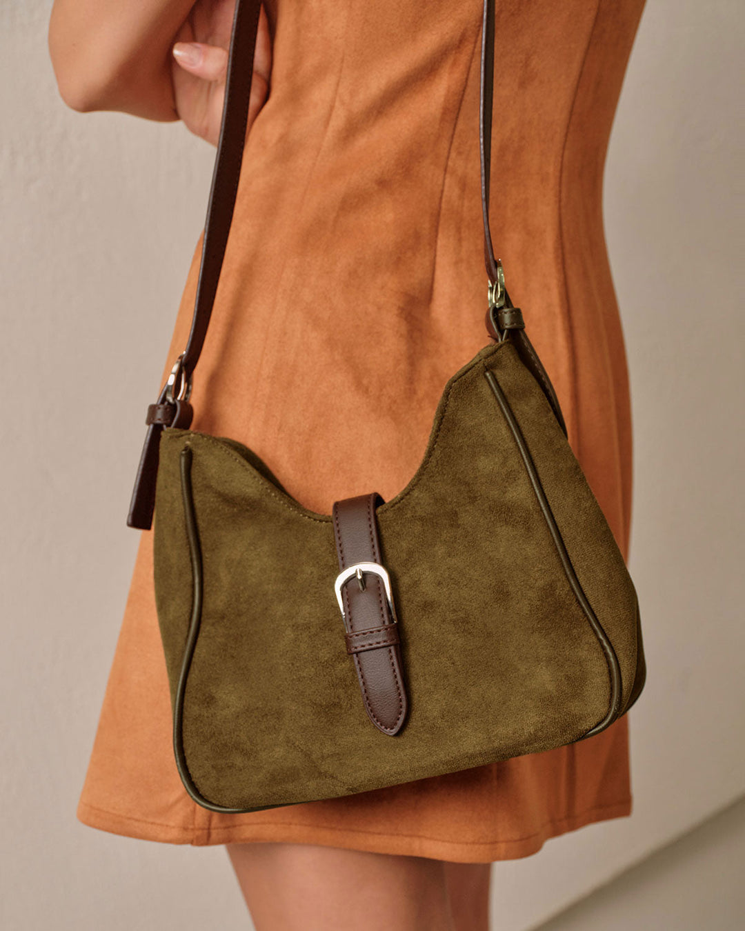 Brown Suede Shoulder Bag