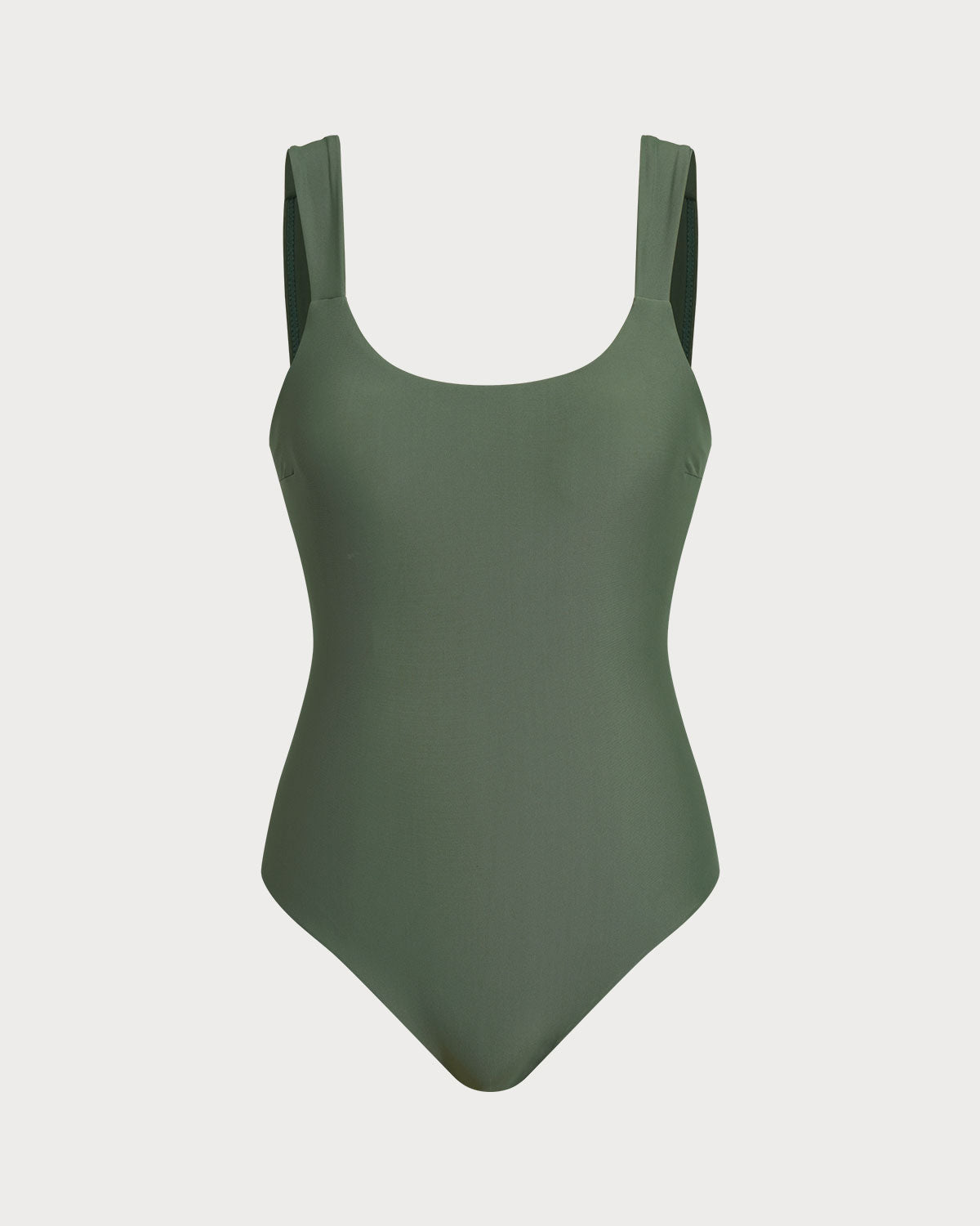 Green U Neck Tummy Control One Piece Swimwear