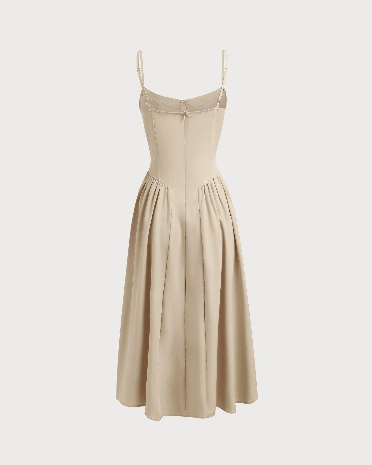 Khaki Square Neck Pocket Slip Midi Dress