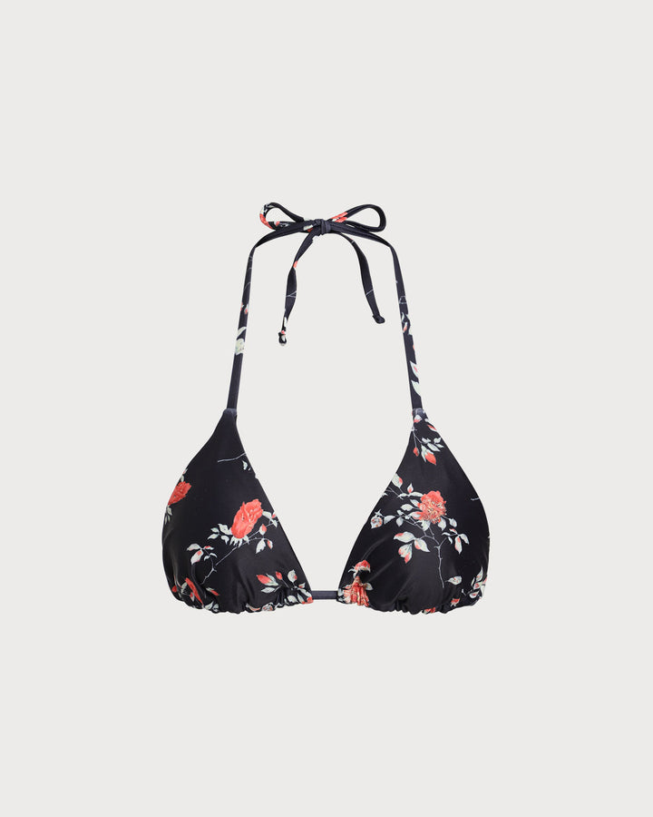 Black Floral Bralette Bikini Top