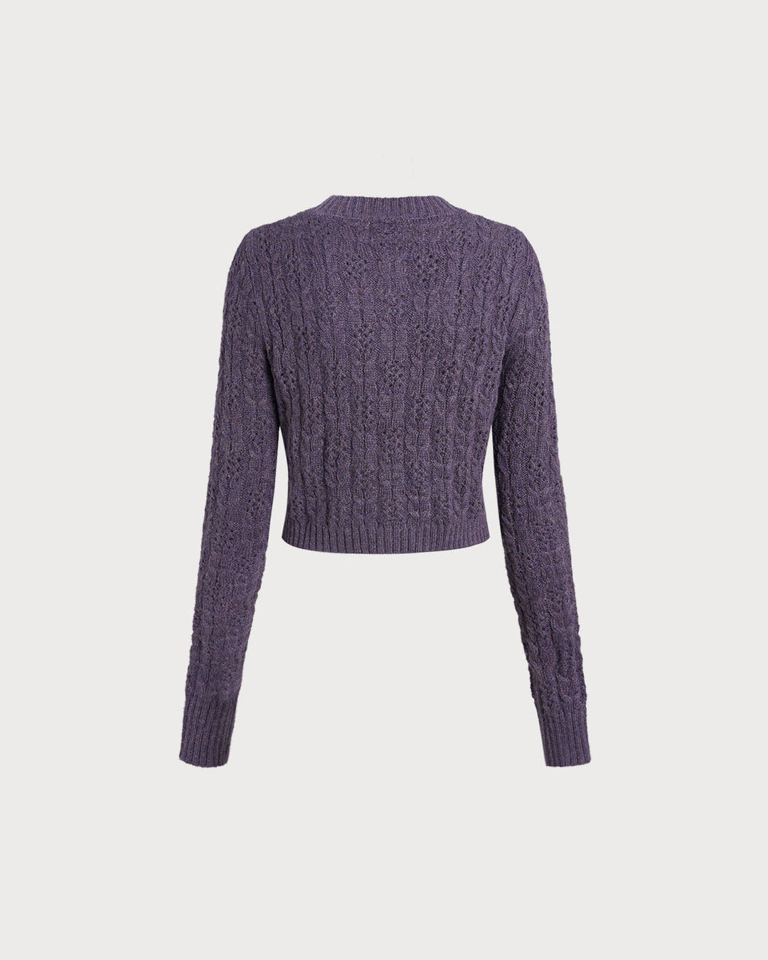 Purple Round Neck Slim Knit Cardigan