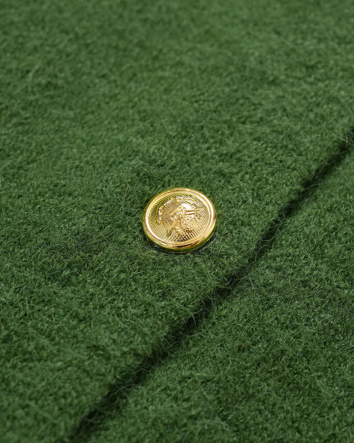 Green Round Neck Casual Knit Cardigan