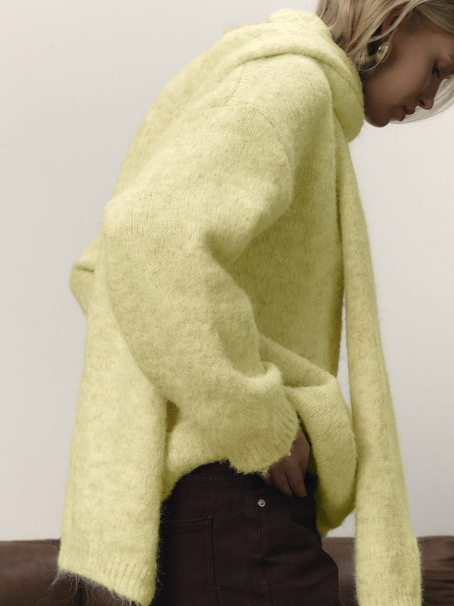 Yellow V Neck Loose Sweater