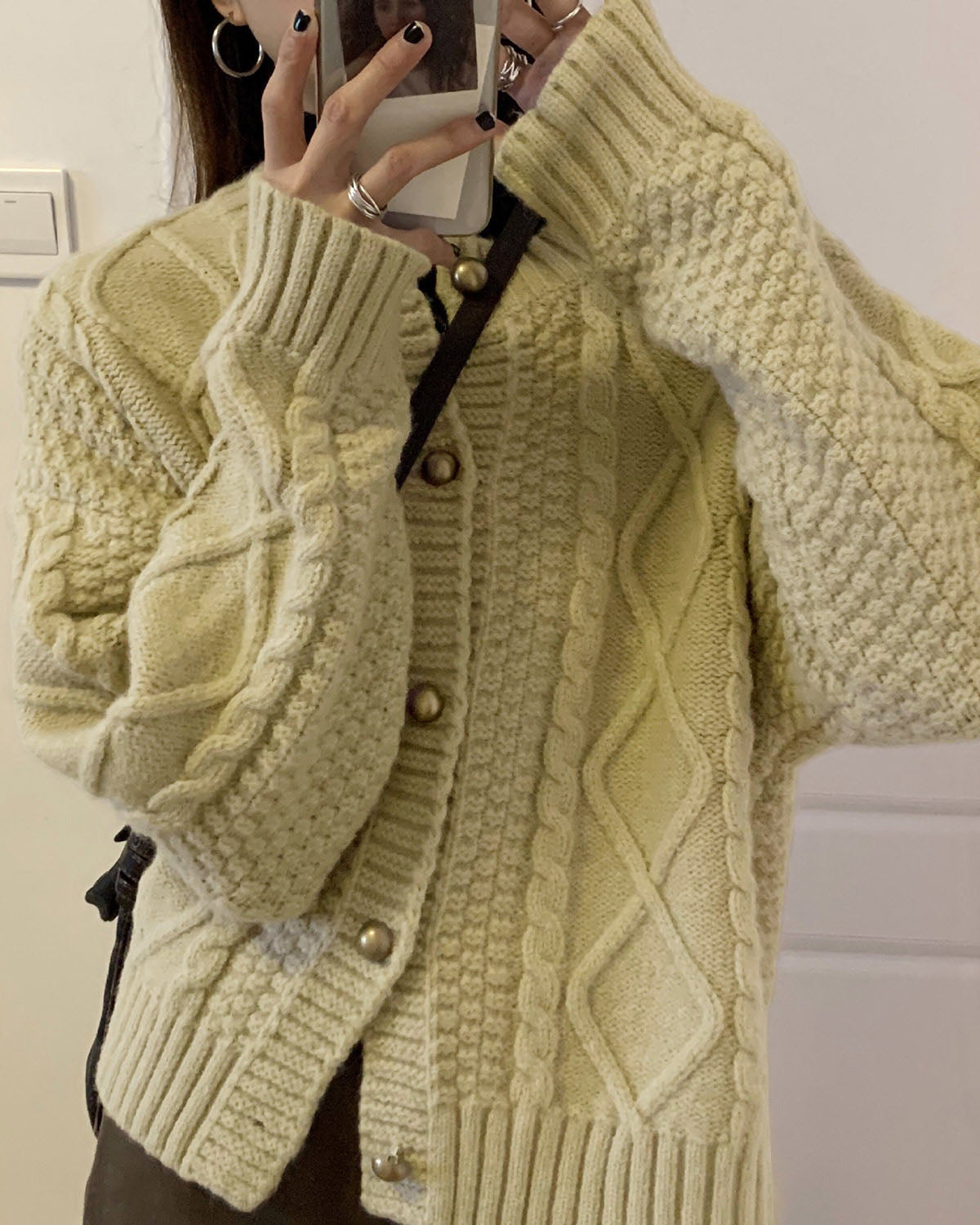 Apricot Single Breasted Knit Cardigan