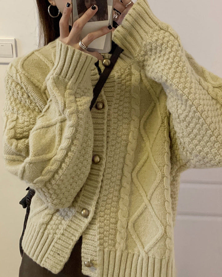 Apricot Single Breasted Knit Cardigan